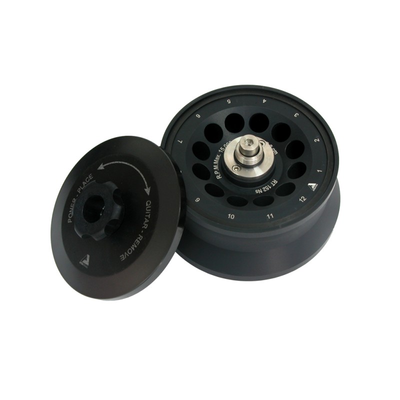 Angolo fisso rotore 30° per 12 provette da 10 ml., incluso coperchio.