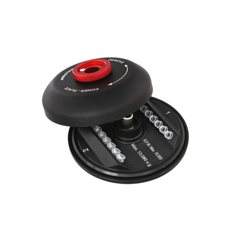 Angolo fisso rotore 45° per 2 strips da 8 microprovette da 0,2 ml.