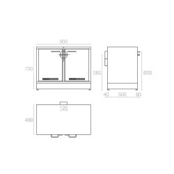Armadio sottocappa per chimici, acidi e basi larghezza 900 mm - AB 900/50