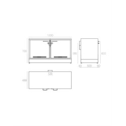 Armadio sottocappa per chimici, acidi e basi larghezza 1200 mm - AB 1200/50