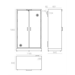 Armadio per sostanze infiammabili larghezza 1200 mm - AC 1200 T30